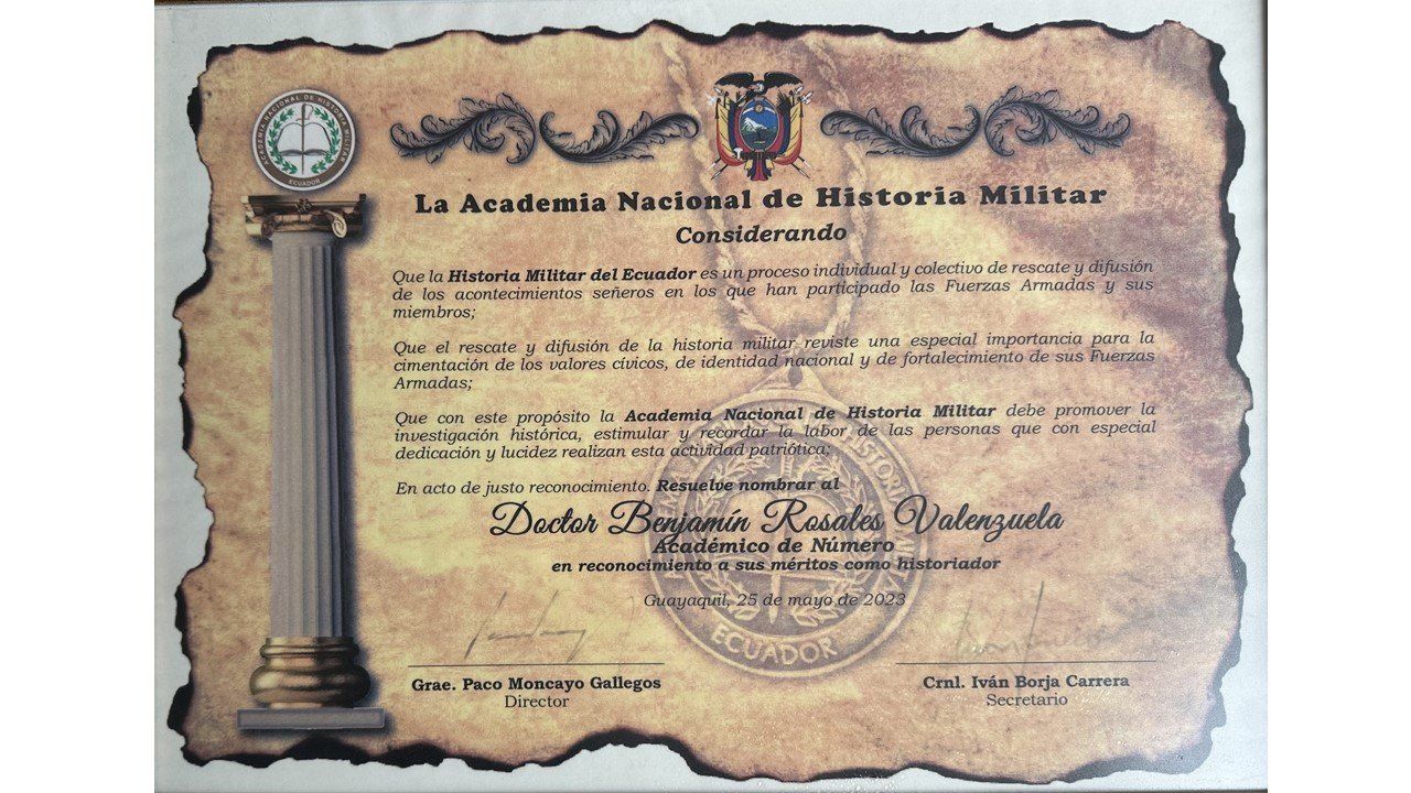 Diploma de Académico de Número de la Academia Nacional de Historia Militar, 2023